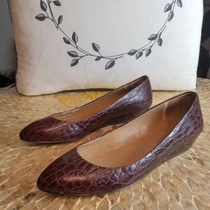 Talbots genuine leather brown flats